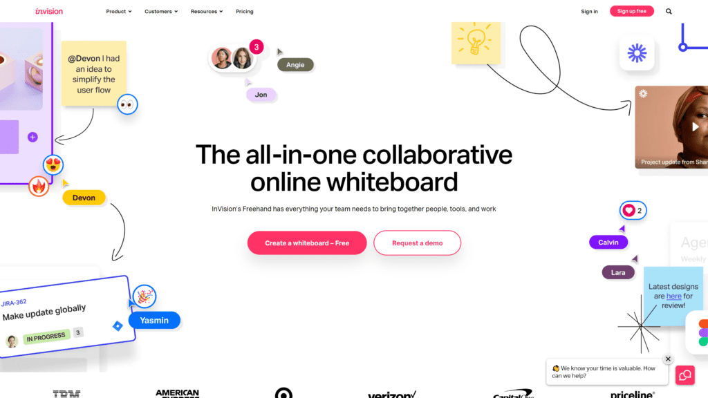 screenshot of the invision homepage
