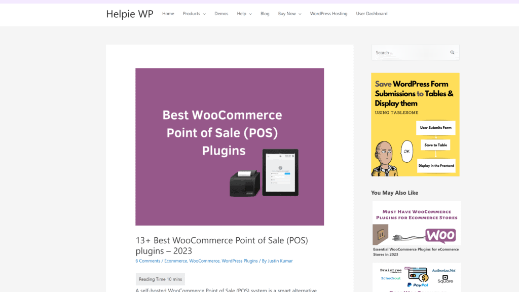 A screenshot of the woo commerce POS plugins homepage