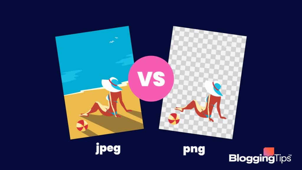 vector graphic showing an illustration of the difference between png vs jpeg file formats
