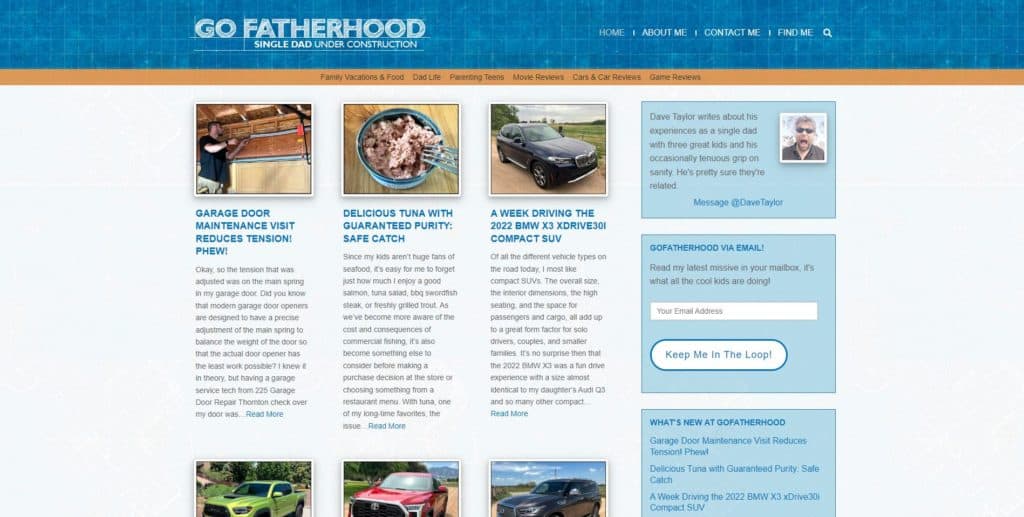 screenshot of the go fatherhood homepage