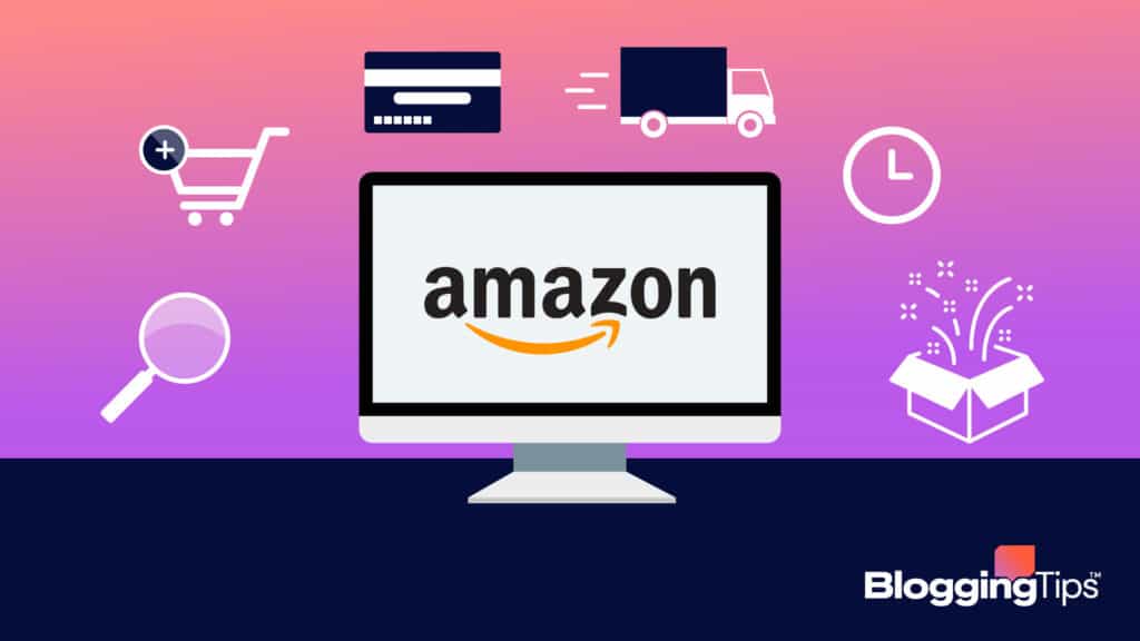 vector graphic showing an illustration that explains the process of selling on amazon