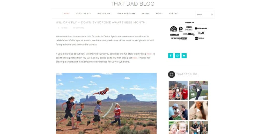 screenshot of the that dad blog homepage