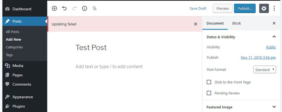 Fix WordPress Upload Has Failed Screenshot
