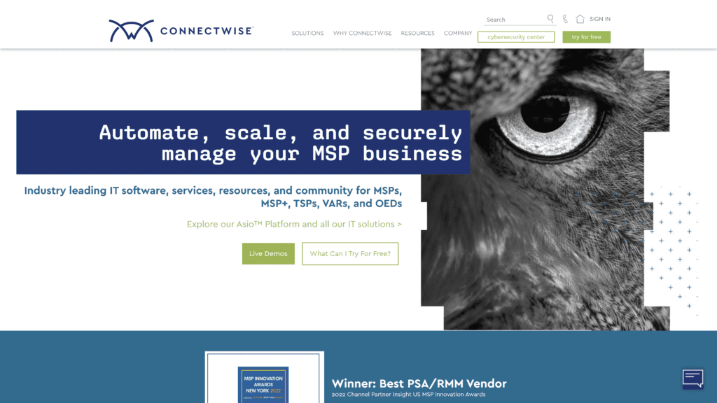 connectwise homepage screenshot 1
