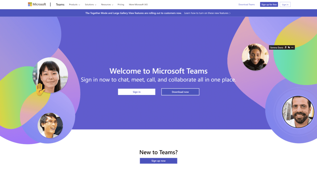 microsoft Teams homepage screenshot 1