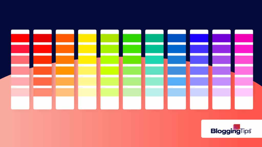vector graphic showing an illustration of the most popular colors on a color card