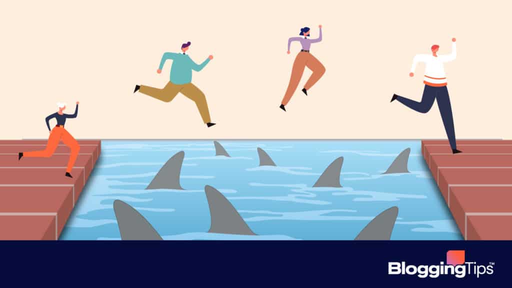 image showing a man jumping over an ocean with sharks to demonstrate a pr crisis