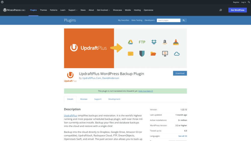 updraftplus homepage screenshot 1