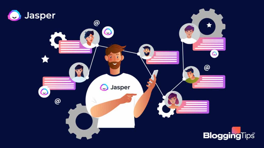 image showing an illustration of the jasper ai affiliate program elements