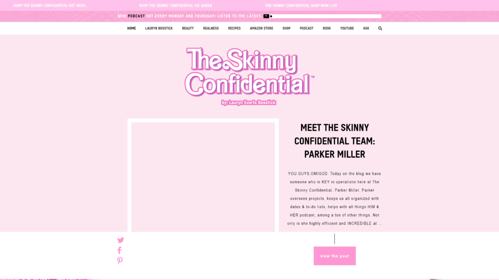 The Skinny Confidential homepage screenshot 1