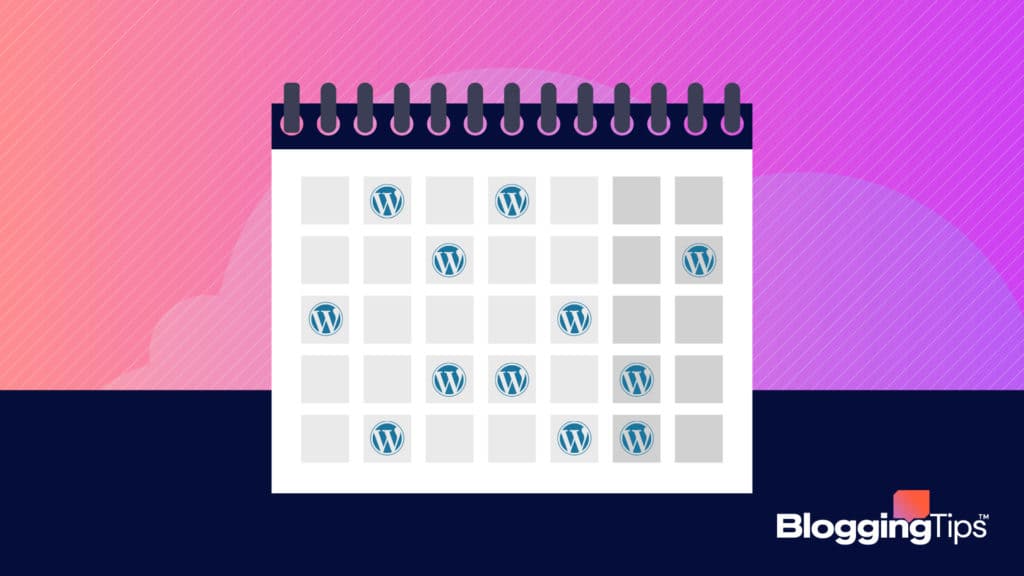 vector graphic showing how often to post on a blog - an editorial calendar with days blocked off with the wordpress logo