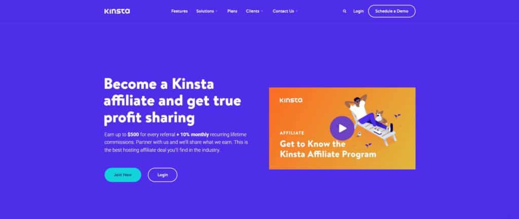 screenshot of the kinsta referral program homepage