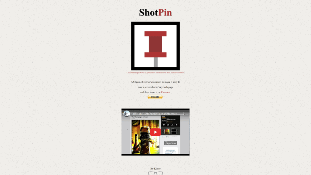 screenshot of the shotpin homepage