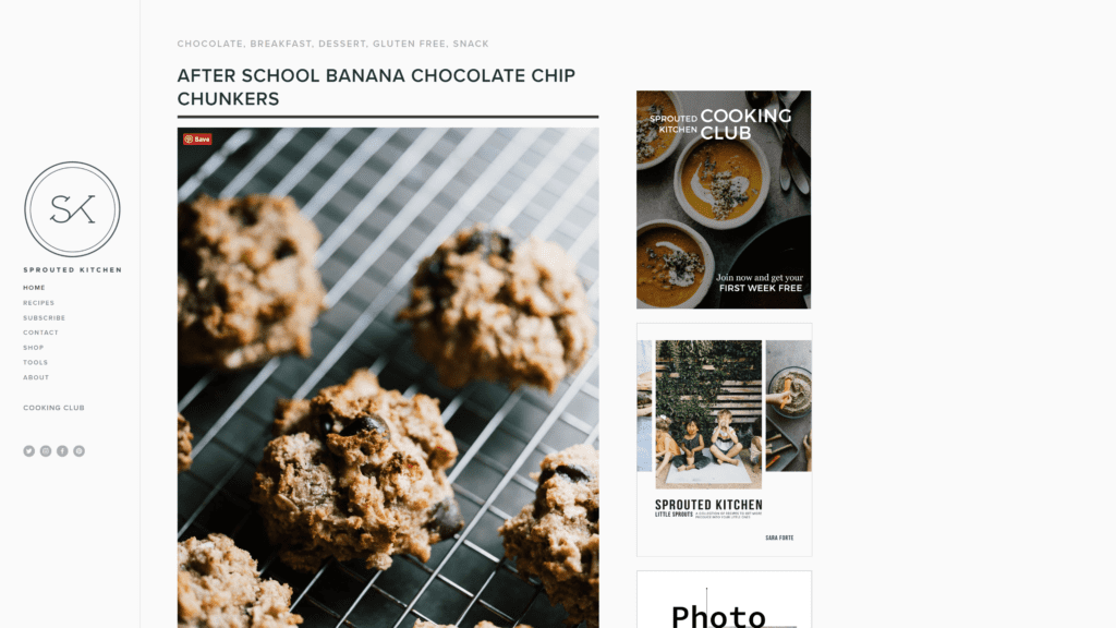 A screenshot of the sprouted kitchen Homepage
