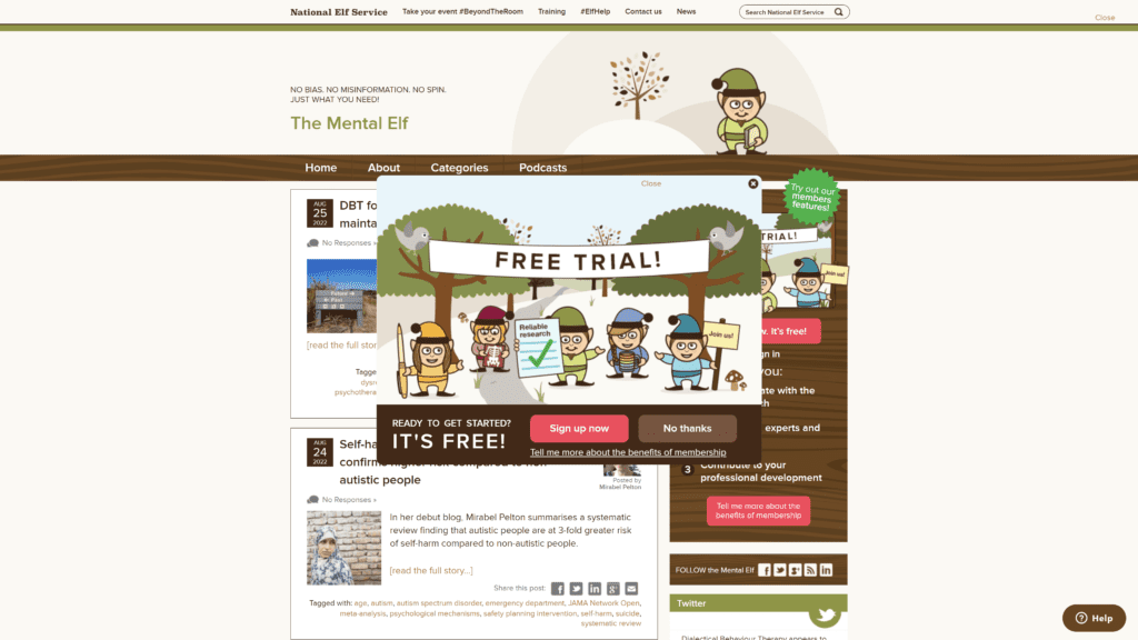 themental health elf homepage screenshot 1