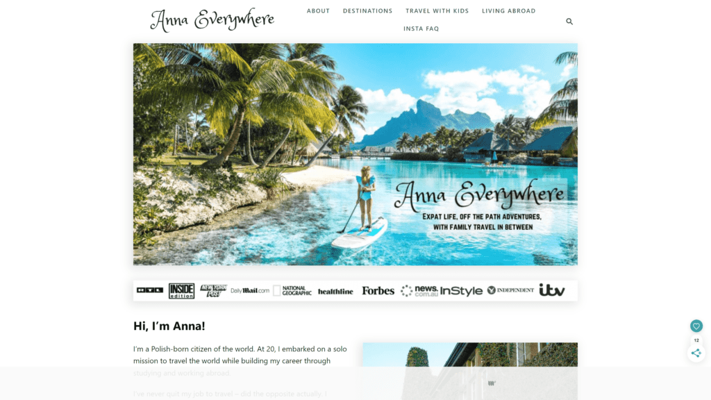 screenshot of the anna-everywhere homepage