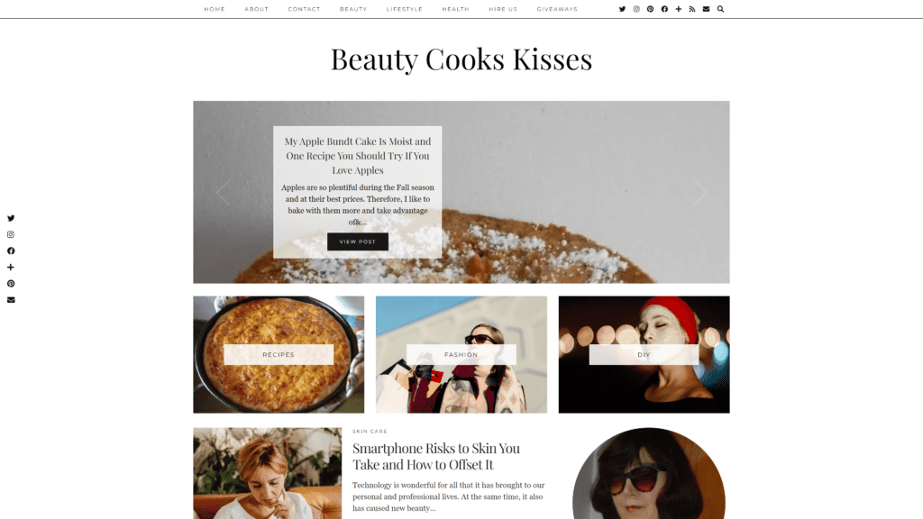 screenshot of the beauty cooks homepage
