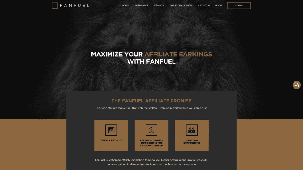 FanFuel Affiliate Program homepage screenshot 1