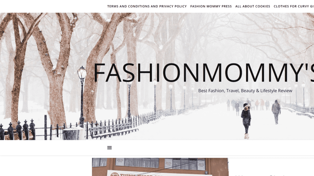 screenshot of the fashionmommy homepage