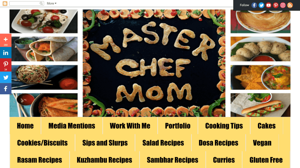 screenshot of the masterchef mom homepage