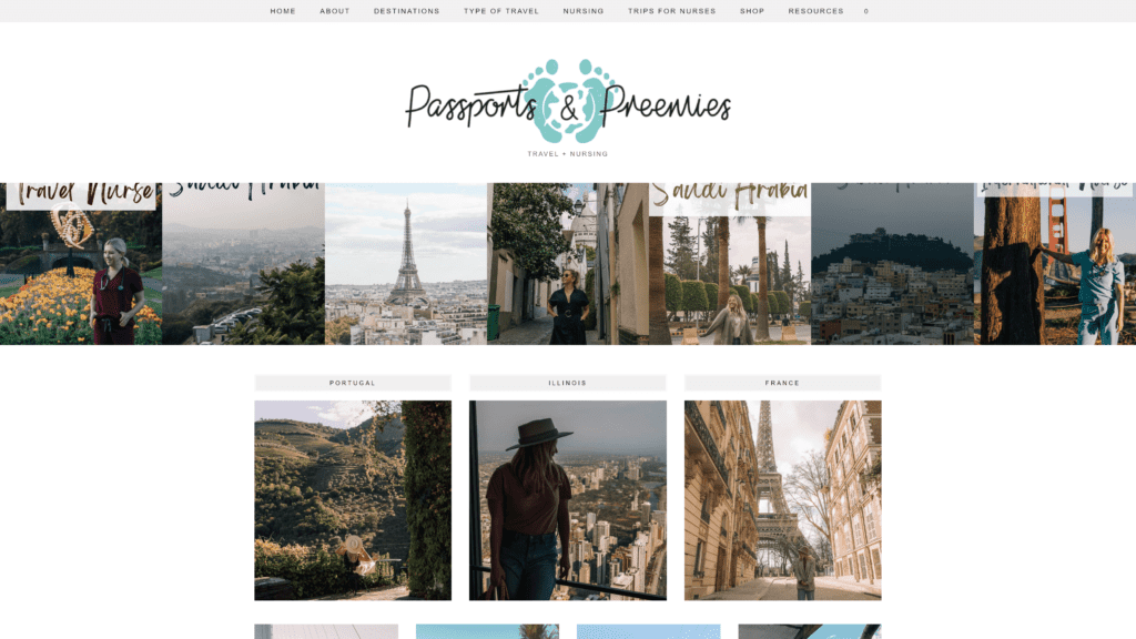 screenshot of the passport-preemies homepage