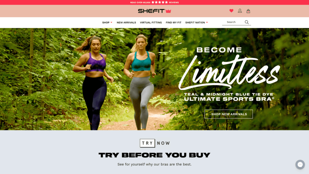SheFit Affiliate Program homepage screenshot 1