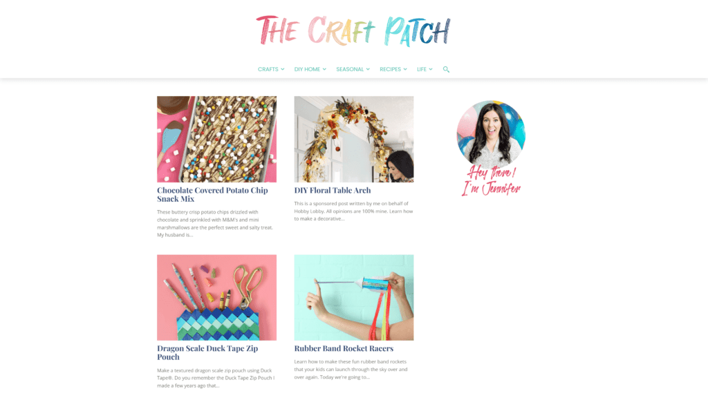 screenshot of the craft patch homepage
