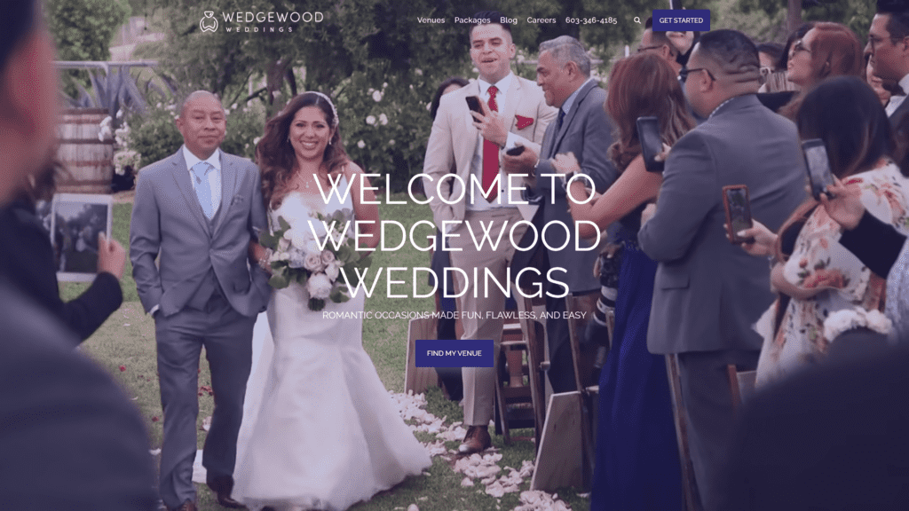 screenshot of the wedgewood wedding blog homepage