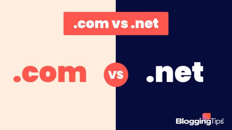 vector graphic showing an illustration of the difference between .com vs .net domains