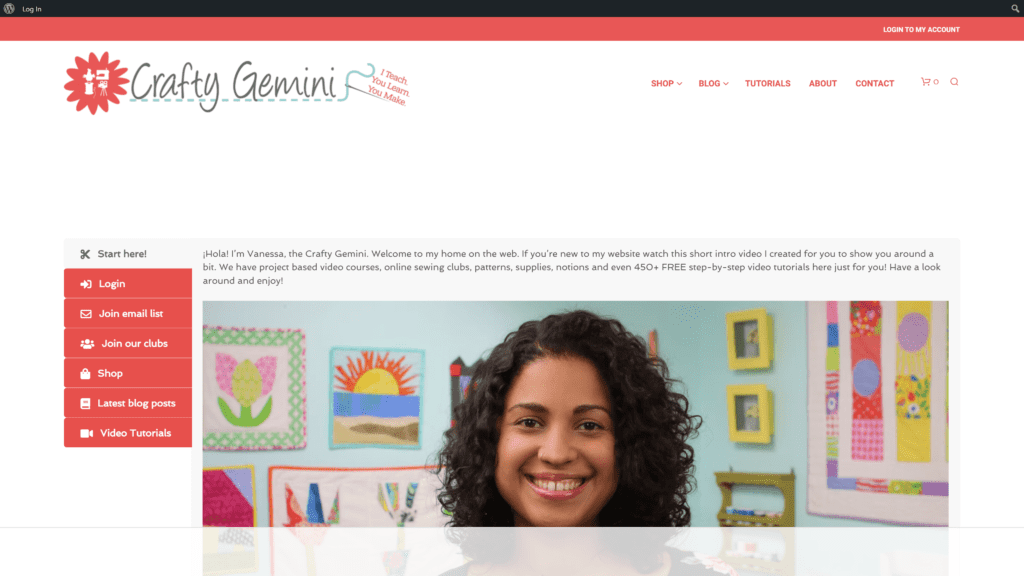 Screenshot of the The Crafty Gemini homepage