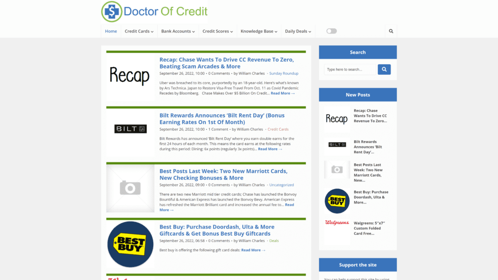 screenshot of the doctor of credit homepage