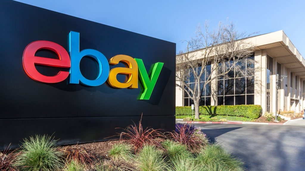 vector graphic showing the outside of a ebay building - for header image of ebay affiliate program post