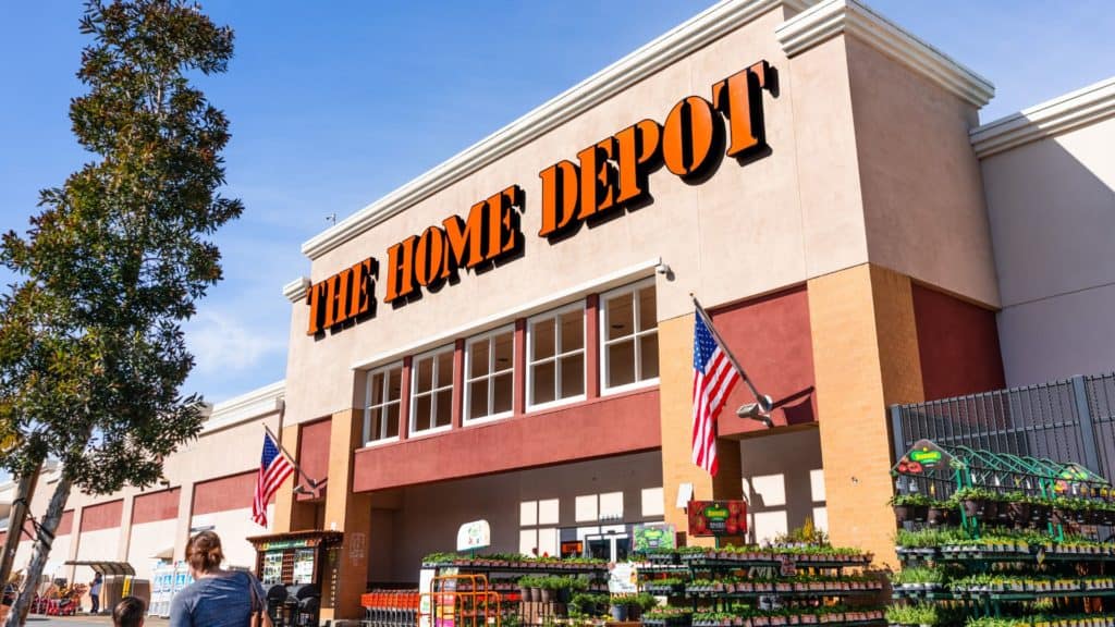 vector graphic showing the outside of a home depot building - for header image of home depot affiliate program post
