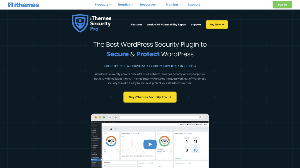 screenshot of the iThemes security pro homepage