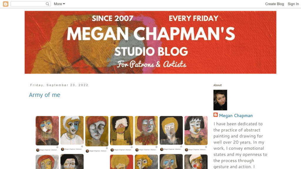 screenshot of the megan chapman studio homepage