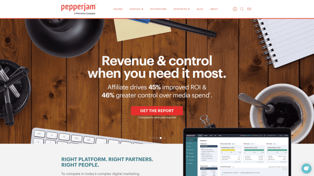 screenshot of the pepperjam affiliate program homepage