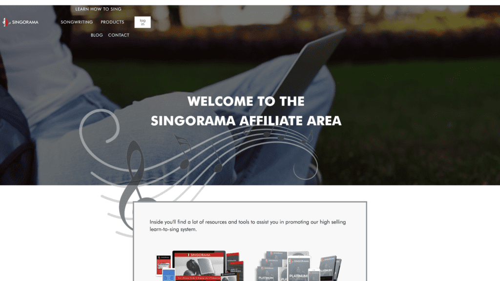 screenshot of the singorama homepage