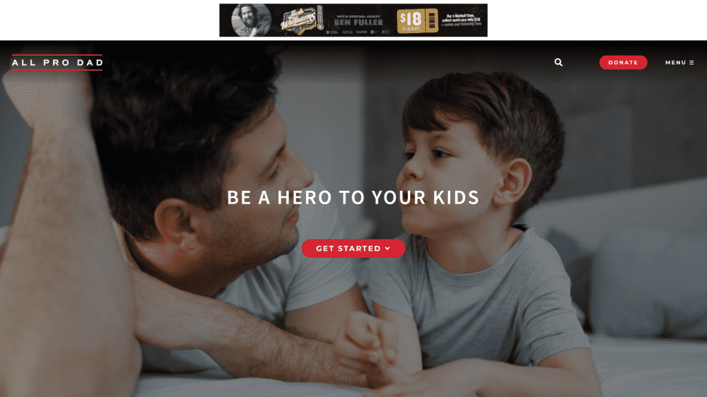 screenshot of the all pro dad homepage