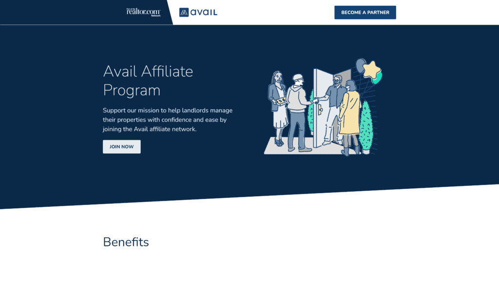 screenshot of the avail affiliate program homepage