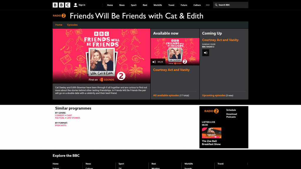 screenshot of the friends will be friends homepage