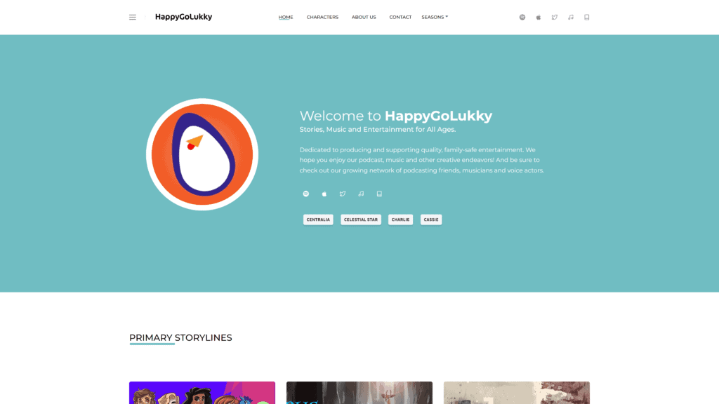 screenshot of the happygolukky homepage