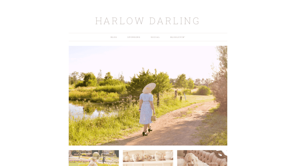 screenshot of the harlow darling homepage