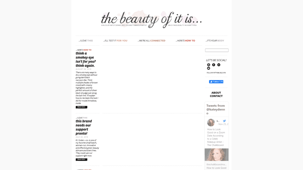 screenshot of the beauty of it is homepage