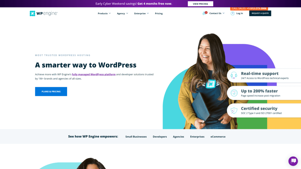 screenshot of the wp engine homepage