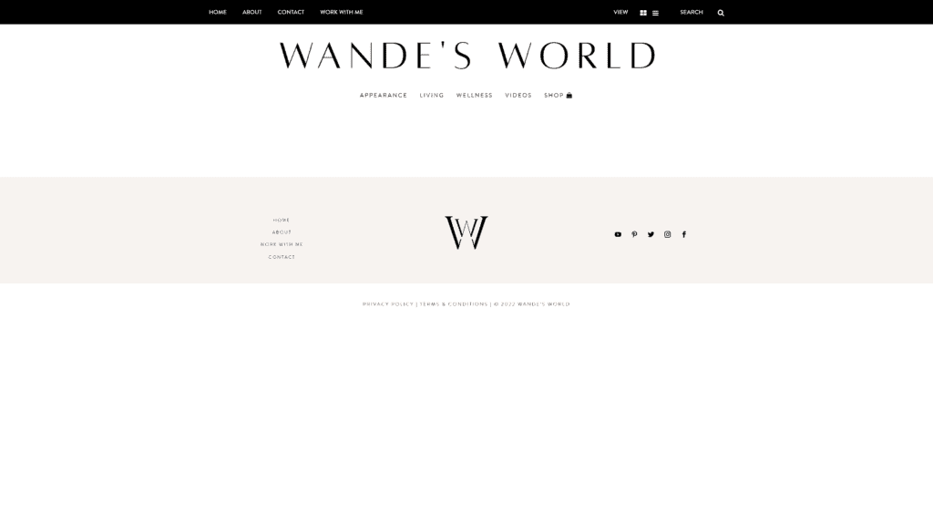 screenshot of the wandes world homepage