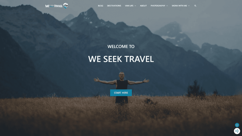 screenshot of the we seek travel homepage