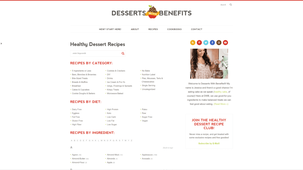A screenshot of the dessert with benefits Homepage