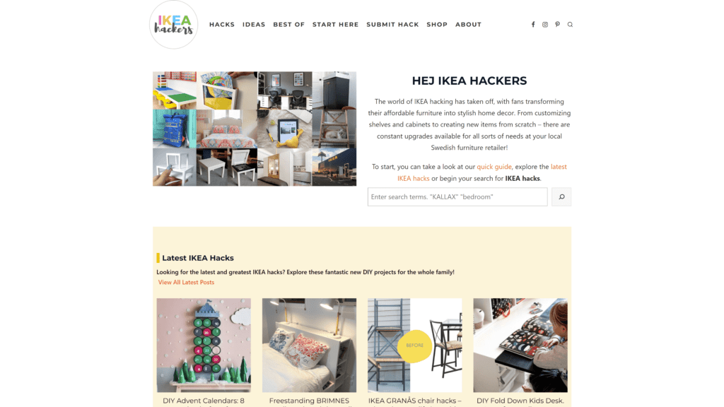 a screenshot of the ikea hackers homepage