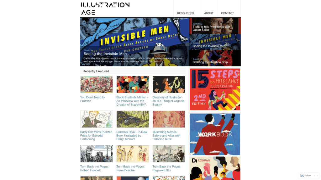 a screenshot of the illustration age homepage