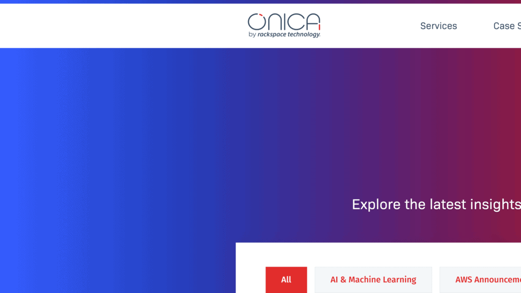 screenshot of the onica blog homepage